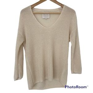 PART TWO PURE LINEN KNITTED CREAM/OFF WHITE/NEUTRAL SWEATER, 100% LINEN, XS